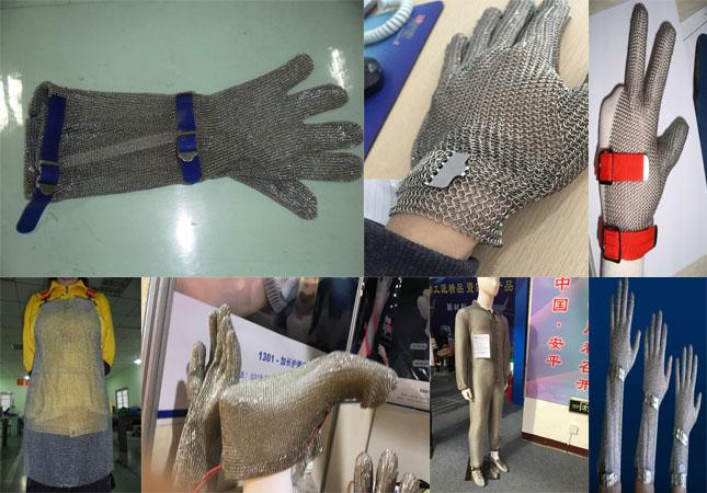 Γάντια ανοξείδωτου πλέγματος καλωδίων ασφάλειας για τη βιομηχανία προστασίας, πέντε/τρία δάχτυλο τύπος