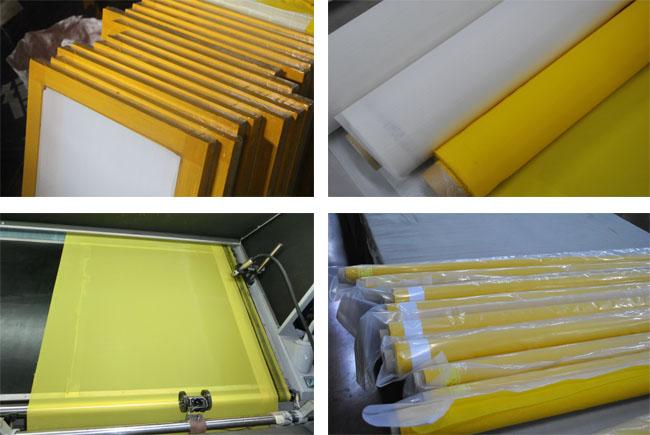 Χαμηλό Monofilament επιμήκυνσης πλέγμα εκτύπωσης οθόνης πολυεστέρα με το λευκό και κίτρινος